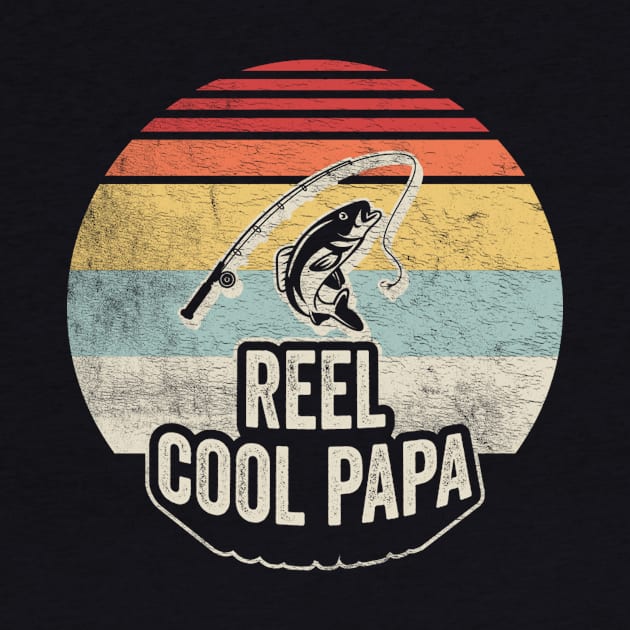 Retro Vintage Reel Cool Papa Funny Fishing Rod Gift For Fisherman Dad Grandpa Husband by SomeRays